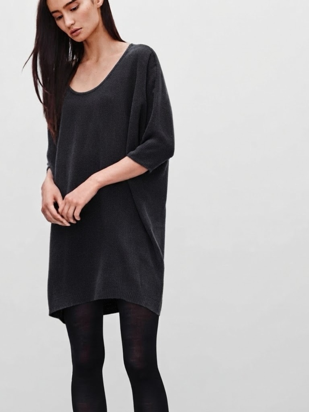 Babaton| Aritzia| 100% Silk Wyatt Black Scoop Neck Dolman Sleeve Mini Dress Sz S